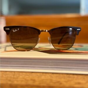 Ray-Ban Club Master Polarized Sunglasses-Matte Tortoise and Gold